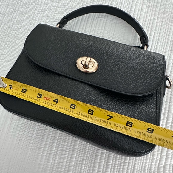 Coach Black Leather Handbag w/ strap. - Picture 9 of 12